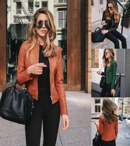 Women039s Jackets 12 Colors Women Spring Autumn Pu Leather Jacket Casual Slim Soft Faux Female Coat Basic Streetwear Woman3592019