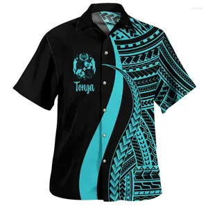 Men's Casual Shirts Fashion Tonga Hawaiian Men 3d Printed Polynesian Short Sleeves Lapel Oversized Blouse Multi Color Summer Button Shirt