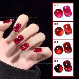 Ruby Cat Eye Magnetic Nail Polish Gel 75ml Semi Permanent Soak Off Leduv Glitter Artマニキュアワニス240510