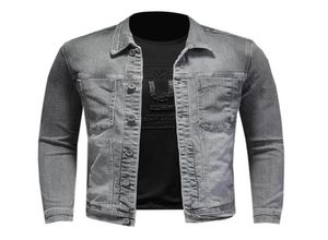 Giacche Men039s Grey High Pure Pure Elastic Style Style Vintage Men Denim Slim Fit Classic Jeans Coat Drop3760360