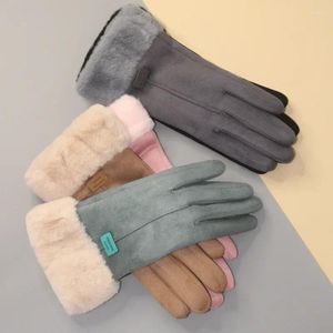 Cykelhandskar kvinnor Autumn Winter Bejirog Söta päls varma vantar full fingermitten utomhus sport kvinnlig skärm