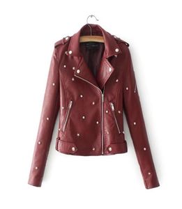 Pu Leather Plus Size Motorcycle Jackets Studded 2019 Fashion Cool Girl Lapel Collar Zipper Leather Jacket Female Outwear Coat5427199