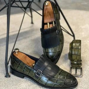 Dress Shoes Men Fashion Formal Green Brown Casual Outdoor Comfortable Lefu European Station Business Social