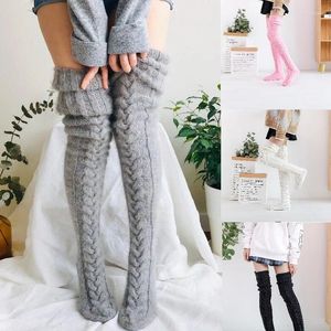 Frauen Socken japanische JK Uniform Korean Lolita Strümpfe Wintermädchen Strickstiefel Stapel der Fußwärme über das Knie