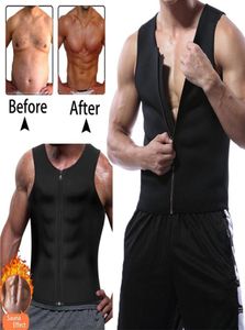 남성 허리 트레이너 조끼 Neoprene Sauna 슈트 코르셋 바디 셰이퍼 지퍼 탱크 탱크 탱크 운동 셔츠 6138832