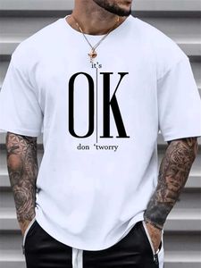 Męskie koszulki męskie Letni zestaw luźnych 100 bawełny OK T-shirt TOP J240515