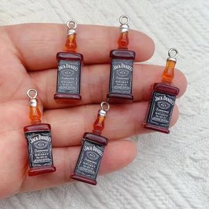 Charms 10st 3D Alkohol Vinflaskharts hänge för DIY örhängen nyckelringsmycken