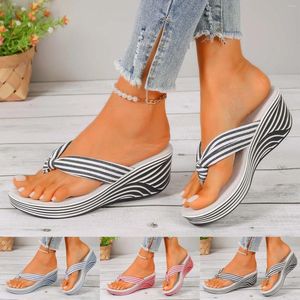 Hausschuhe Frauen Strand Neigung Absatz Tanga Hollow Casual Clip Zehen untere Schuhe Vintage Sandalen Frauen Keil Rutsche