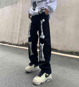 Men039s Skull Jeans Jean Baggy Skeleton Pants Black Man Casual Trendyol Denim Trousers Streetwear Hip Hop FASHION Y2k Print X222772967