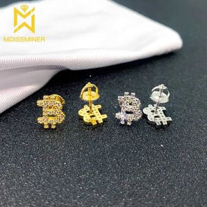 Stud Moissanite Bitcoin Kolczyki Women Kolczyki lodowe kolczyki Testowane diamenty bioder biżuterii Bezpłatna dostawa Q240517