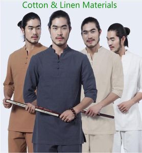 Cotton linen Materials Comfortable Suits Zen Yoga Clothes Men Taiji Meditation Tea ceremony Retro classical Style Jacket Pants1800468