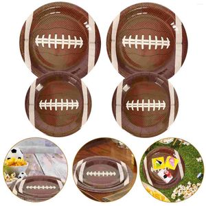 Disposable Dinnerware 20 Pcs Football Party Plates Soccer Paper Tableware Baseball Rugby Supplies Birthday