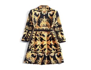 Mulheres da moda e americana Women039S 2019 Roupas de inverno Novo botão de manga longa de manga longa Vintage Print Trench Coat3523078