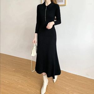 Casual Dresses Women Chic Slim Long For Party 2024 Vintage Knitting Midi Dress Female Elegant Beading Pink Robe Vestidos