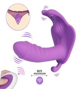 Kablosuz Uzaktan Külot Yapay penisi giyilebilir kelebek anal vibratör vajinal anüs stimülatörü kadın mastürbasyon seks oyuncakları T205851888