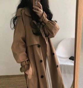 Kobiety Trench Płaszcz Długa w stylu Temperament Bow Bow Sashes podwójnie zbędny student Allmatch Chic Ulzzang Slim Overcoat Trendy I6413848