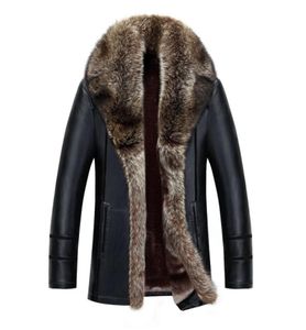 Winterlederjacke für Mann Pelzmäntel Echter Waschbärkragen dicker warme Tops Oberbekleidung Überladungsbreaker plus Größe S5XL4656532