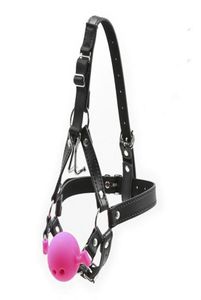 Harness Ball Gag дышащий силиконовый рот ляпак с носовым крюком Bdsm ear Fetish играет черные красные розовые игрушки для взрослых для женщин 2638318173