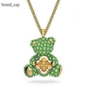 swarovski necklace Designer Jewels Original Quality Cute Little Bear Necklace For Women Using Swallow Elements Crystal Four Leaf Grass Smart Bear Collar Chain