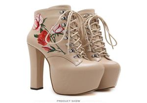 2019 Flower Platformery Platform Boots Woman Cankle Booties Designer Shoes Size 34 to 402544850