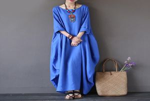 Kaftan damska sukienka Maxi Summer o szyja długie rękawowe sprężyn bawełniany sukienki szlafropowe sukienki o dużej rozmiarze T2005215383033