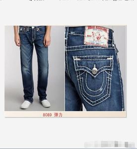 Calça de calça de calça de jeans reta de longa linhagem de calças de jeans de jeans de jeans da linha grossa