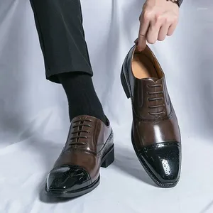 Dress Shoes 2024 Black And Brown Handmade Oxford Men Leather Suit Footwear Wedding Formal Casual Lace Up B91