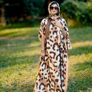 Ethnic Clothing Leopard-print Toga Silk Satin Women's Commuter Dress With Hijab Scarf Feel Beach Towel Bikini Smock Brocade Sunblock