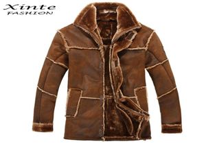 Moda masculina de moda masculina de estilo wholeeuropeu de desgaste de inverno de inverno masculino casaco de pele de pele emendada Jaqueta de couro Parkas Fast Shippi1673910