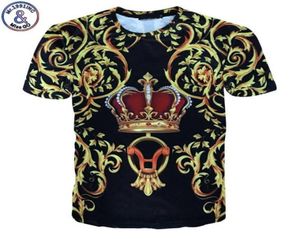 Summer Style Mens 3D Floral Luxury Print Tshirt Ny Golden Crown Tshirt Fashion Märke Klädmannen Casual Slim Fit Tops2056082