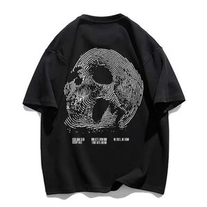 Erkek Tişörtler Hip-Hop High Street Nötr Stil Pamuk Kısa Kollu T-Shirt Kadınlar 2022 Yaz Yeni Yüksek Kaliteli Kafatası Top Y2K Retro Q240517