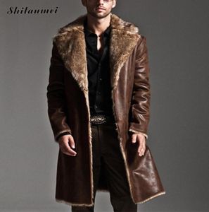 Ganz neue Mode Männer Winterfell Lederjacke Lange Schichten beide Seiten tragen dicke wasserdichte reversible Männer männlich plus9289660