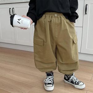Trousers Children Overalls Boy Pants Bottoms 2024 Spring And Autumn Style Foreign Baby Casual Button Solid Color