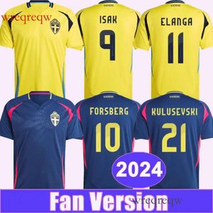 2024 İsveç Mens Futbol Forması Milli Takımı Kulüsevski Isa Forsberg Gudmundsson Lindelof Evde Futbol Gömlekleri Yetişkin Kısa Kollu