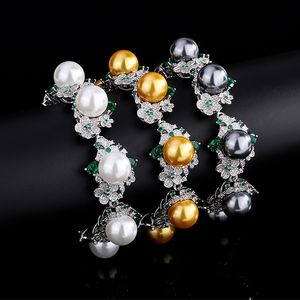 Fashion Classic Charm Bangle Chain Natural Shell Flower Bracelets For Women Girl Wedding Mother' Day Jewelry Women gift