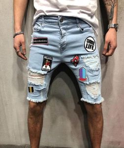 Neue Modemenschen -Stylist Denim Shorts Fashion Summer Reißverschluss Hole Short Mens Slim Hosen Hip Hop Herren Kurzes Jeans Blue6090746