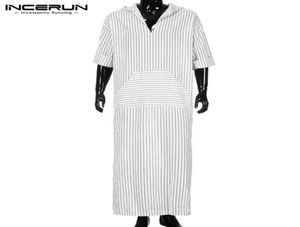 아랍 의류 남자 로브 이슬람 아라비 목욕 가운 카프 탄 긴 드레스 전장 로브 화이트 스트라이프 라운지 가운 S 아라비아 hombre5781454