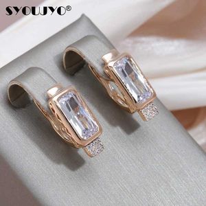 Stud Syoujyo Shiny Big Square Natural Zircon Orecchini inglesi per donne design di lusso Fine gioielli 585 Orecchini giornalieri di colore oro rosa Q240517