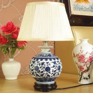 Tischlampen Porzellan Chinesische Schreibtisch Lampe Vintage Keramik Dekoration Schlafzimmer Wohnzimmer Nachtleuchte