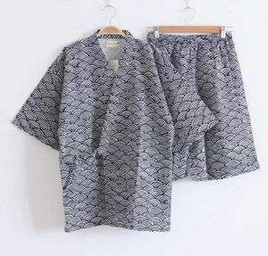 Set Pyjamas 2021 Sommer für Männer Japanisch traditionelle Kimono Yukata Top Shorts Kleidung Pak Samurai Männliche Nachtwäsche Badezweig33561132611606