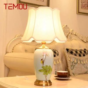 Настольные лампы Temou Flowers Birds Ceramics Lamp светодиода современный простые теплые творческие прикроватные настольные лампы для домашней гостиной спальня