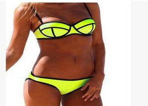 Sexig badkläder Kvinnor Triangelbadning Push Up Bra Bandeau Bikini Neoprene Swimsuit Set6135478