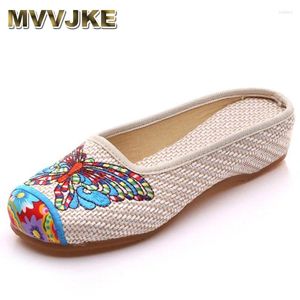 Slippers mvvjke feminino de verão moda de borboleta chinesa pequina casual calça de flores casuais sandálias mais tamanho 41e219