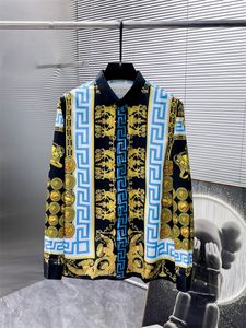 メンズシャツトップホース刺繍ブラウス長袖のソリッドカラースリムフィットカジュアルビジネス服ロングスリーブシャツプリントシャツZ15