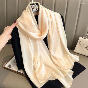 180x90cm Women Plain Big Silk Satin Scarf Shawl Headbands Headscarf Neckties Neckerchief Sun Protection Beach Towel Cover Ups