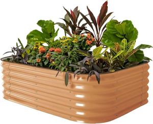 Sadzarki garnki warzywne Aluzinc Podwyższony zestaw łóżka ogrodowego 17 Wysokie 6-w-1 modułowy metal podwyższony łóżko roślinne używane do warzyw i kwiatu gruntowego.