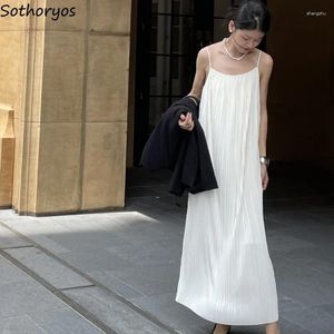 Frauen Nachteile Midi Nachthemen Frauen koreanische einfache Vintage -Spaghetti -Straße Sommer ärmellose eleganter schlampiger Mujer Ulzzang Ins