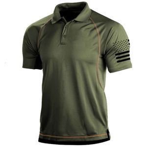 Homens Summer S Summer S Polot Tactical Tactical de colarinho solto de mangas curtas Camisa esportiva portas de leeved hirt hirt