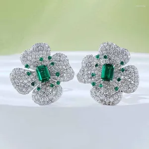 Stud Earrings Jewelry Selling S925 Silver Luxury Set Synthetic 4 6mm Green Spinel Clover Fashion And EarstudsSmall AndVersatile