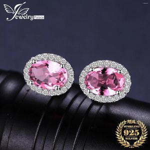 Stud Küpe Jewelrypalace 2.1ct Oval Oluşturuldu Pembe Sapphire 925 STERLING Gümüş Kadın Taşları Güzel Takı Yıldönümü Hediyesi